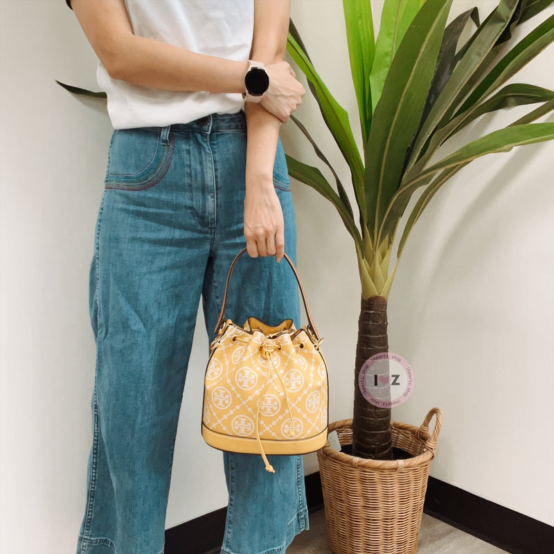 Tory Burch 專櫃黃色水桶包