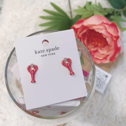 Kate spade love lobster stude style # o0r00158 龍蝦鑽石耳環