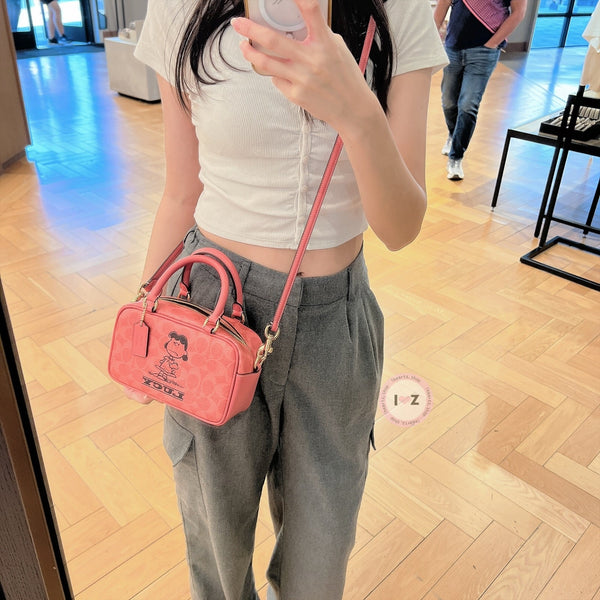 Coach X Peanuts Satchel Crossbody Bag In Signature Canvas 史努比Coach聯名