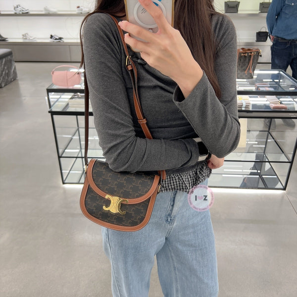 Celine Teen BESACE TRIOMPHE in Triomphe Canvas and Calfskin