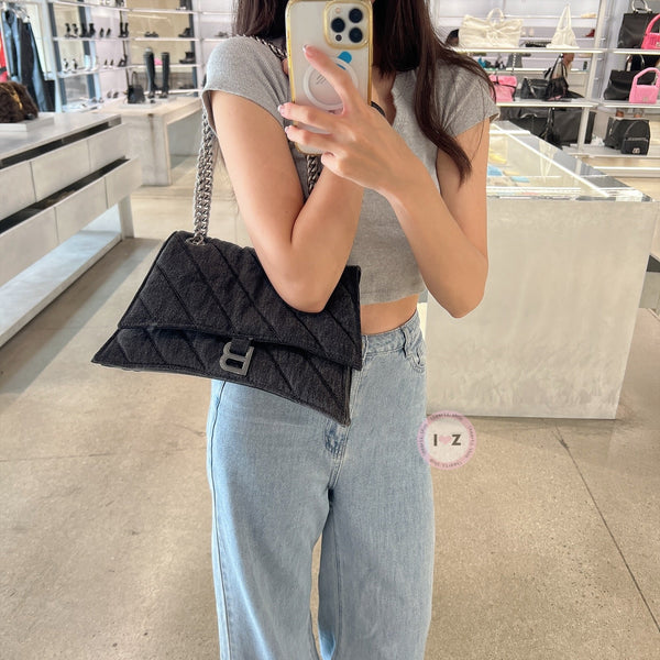 Balenciaga 復古黑牛仔肩背包