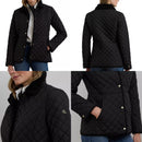 *RL女羊羔毛領菱格壓紋鋪棉黑外套ZJ2346