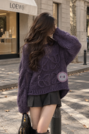 *Loewe女葡萄紫毛衣Zi0659