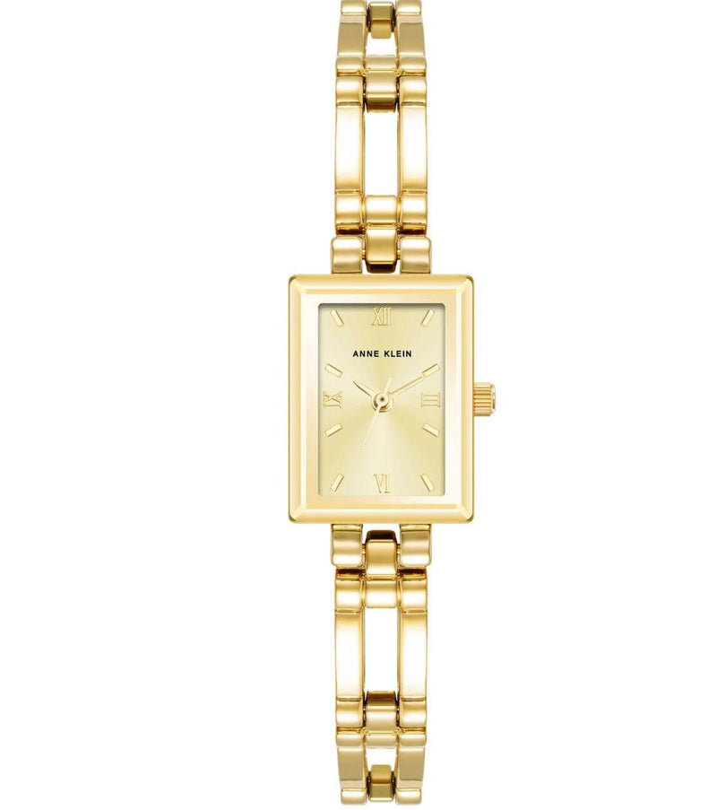 #AnneKlein香檳金方框手錶YL0463