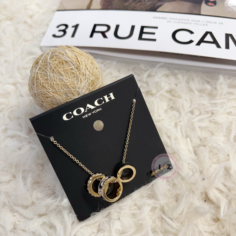 #Coach黑白三環項鍊A13863y.