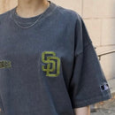 ^MLBoversize刺繡復古寬鬆短袖T恤
