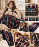 *Tommy復古格紋雙面毛絨毯ZJ2199