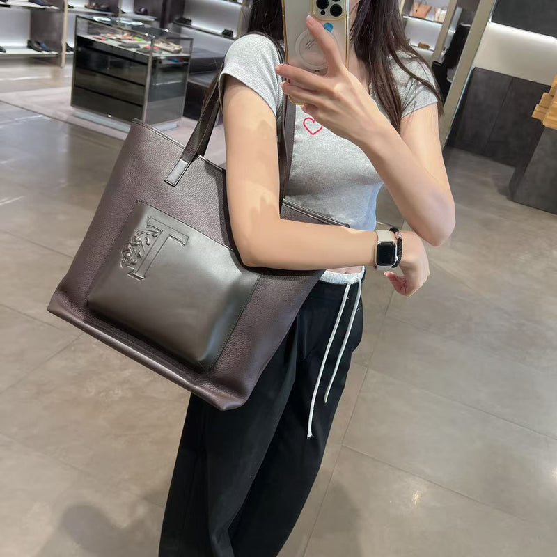*Tods深咖簡約拖特包YHL2148