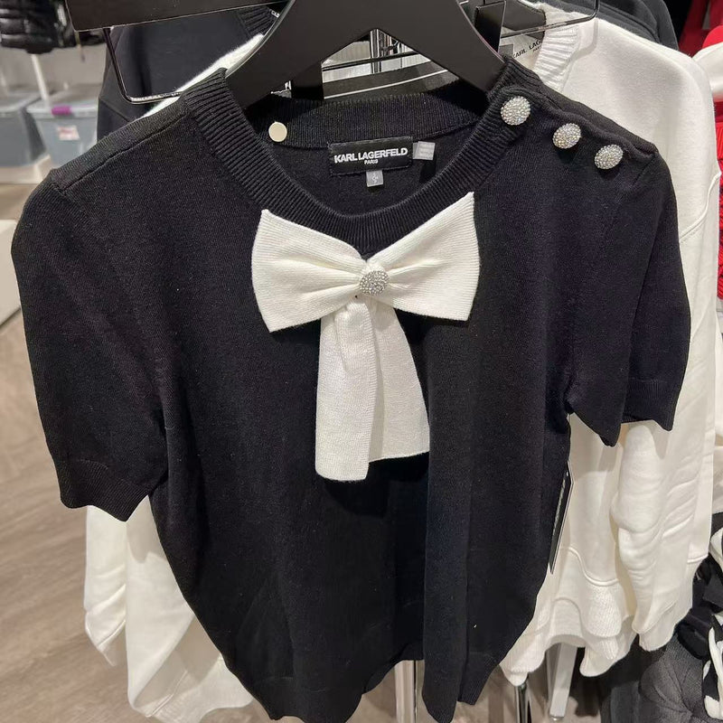 *YKL2127卡爾黑底白結毛衣