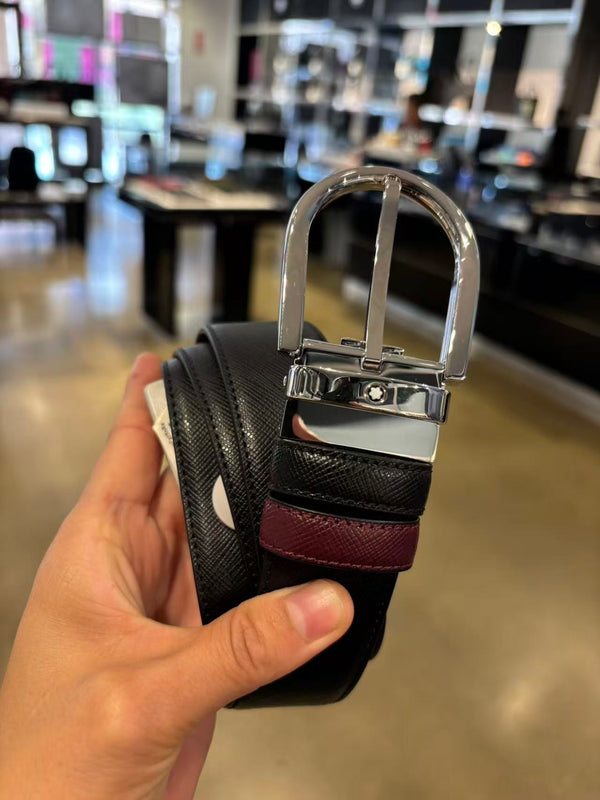 *萬寶龍黑紅雙面皮帶YK2833