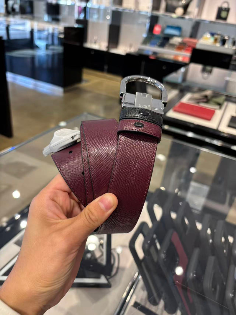 *萬寶龍黑紅雙面皮帶YK2833