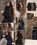 *DKNY女輕量防風連帽長版外套ZJ3041